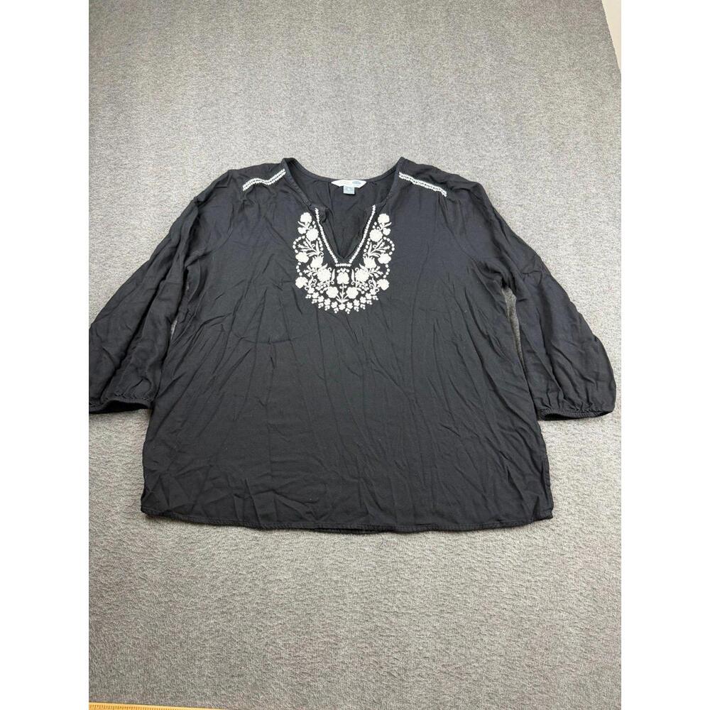 Old Navy Black Embroidered Rayon Viscose Women's Top Blouse Size XL‎